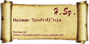 Haiman Szofrónia névjegykártya